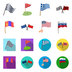 isolated object world and flag sign collection vector image