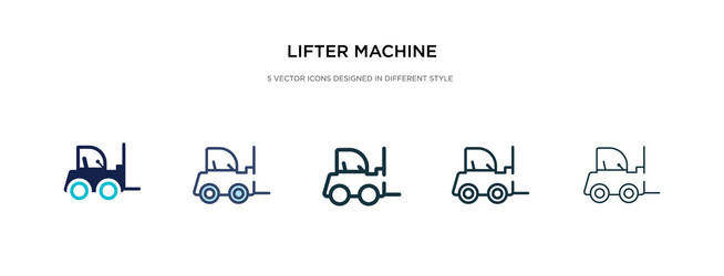 lifter machine icon in different style two vector