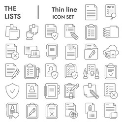 Lists thin line icon set documents symbols vector