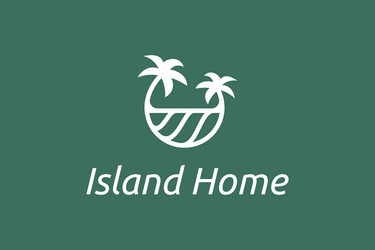 ocean waves and palm tree combined with simple vector image