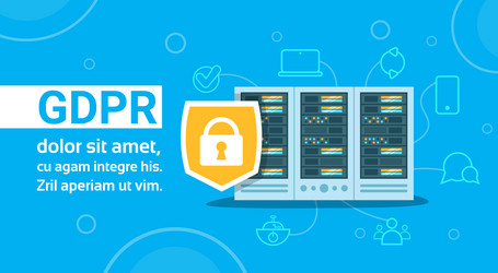 Padlock shield on data storage center with hosting vector