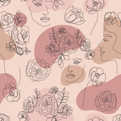 seamless pattern continuous line art vector image