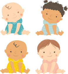 Bamulti-ethnic set babies vector