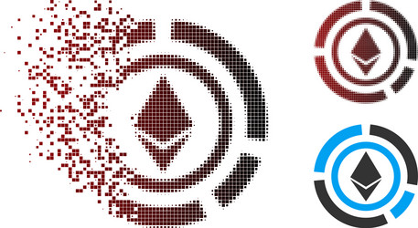 broken pixel halftone ethereum diagram icon vector image