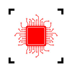 cpu microprocessor red icon vector image