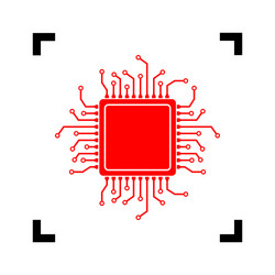 Cpu microprocessor red icon vector