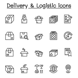 delivery and logistic icon set in thin line style vector image