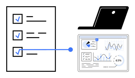digital data analysis connecting task checklist vector image