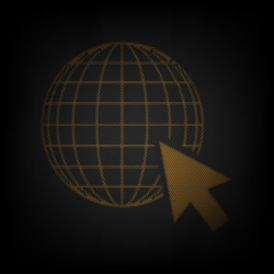 Earth globe with cursor icon as grid small vector