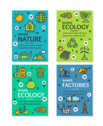 ecology flyer banner posters card set vector