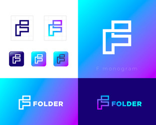 F monogram letter as folded strip abstract icon vector