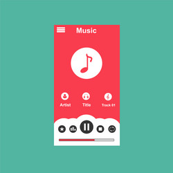 media player application app template with flat vector image