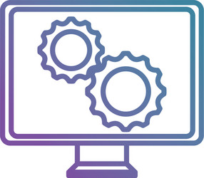 Monitor computer with gears vector