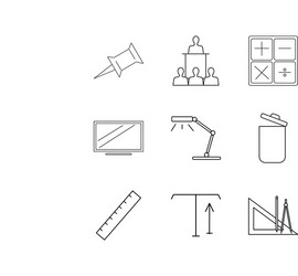 office linear icon set simple outline icons vector image