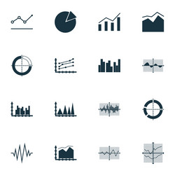 set of graphs diagrams and statistics icons vector image