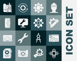 set processor with microcircuits cpu browser vector image