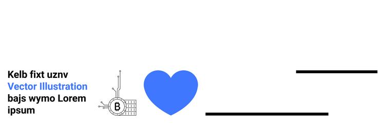 blue heart with bitcoin symbol and text elements vector image