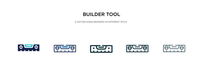 Builder tool icon in different style two colored vector