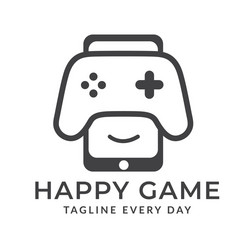 happy gamer logo design template vector