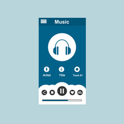 media player application app template with flat vector image