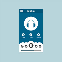 Media player application app template with flat vector