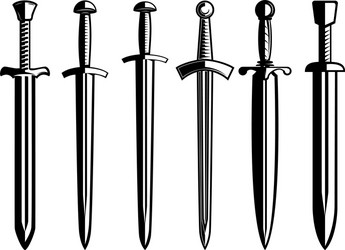 Silhouettes of medieval swords Royalty Free Vector Image