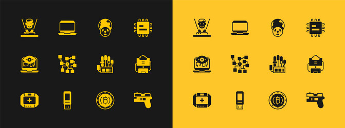 set processor cpu usb flash drive mechanical vector image
