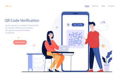 setting qr code verification for online services vector image