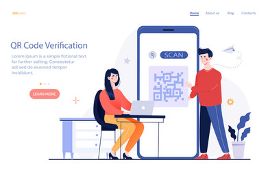 Setting qr code verification for online services vector