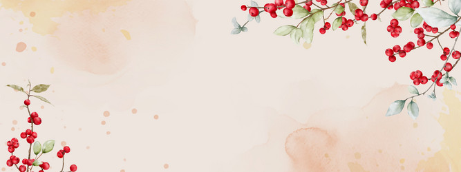Watercolor Berry Branches Festive Background Vector Image