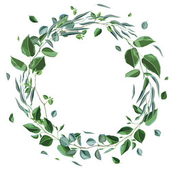 frame with branches and green leaves spring Vector Image