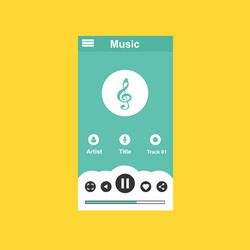 media player application app template with flat vector image