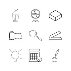 office linear icon set simple outline icons vector image