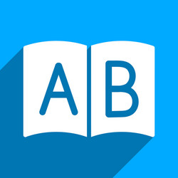 open handbook flat square icon with long shadow vector image