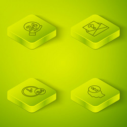 set isometric line envelope with question mark vector image