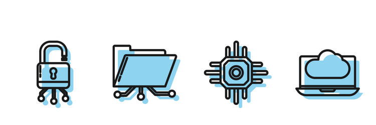 set line processor lock on digital circuit board vector image