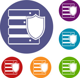 database with shield icons set vector image