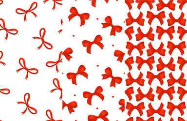 set of seamless patterns red bows on a white vector image