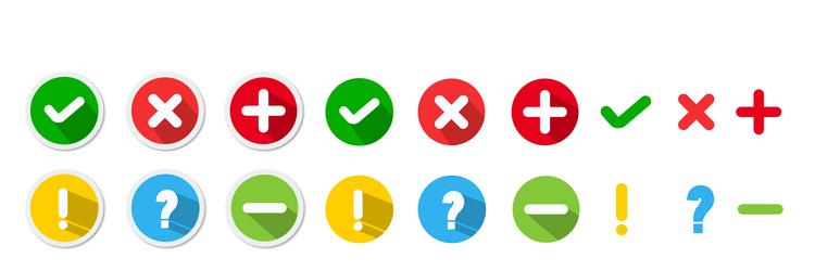 true false icon check mark and cross icons vector