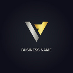 V golden letter monogram design logo gold Vector Image