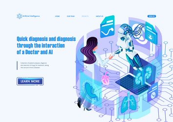 ai landing page isometric deep machine learning vector image