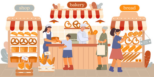 Empty bakery interior shop showcase with fresh Vector Image