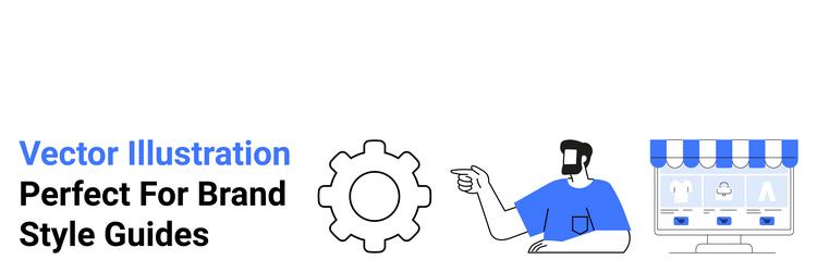 man pointing to an online store interface next vector image