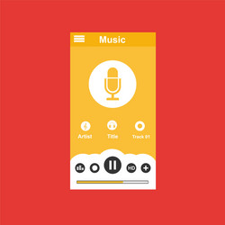 media player application app template with flat vector image