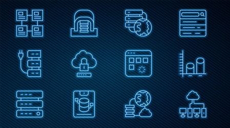 set line computer network data analysis vector image