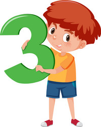 student boy holding number cartoon character vector