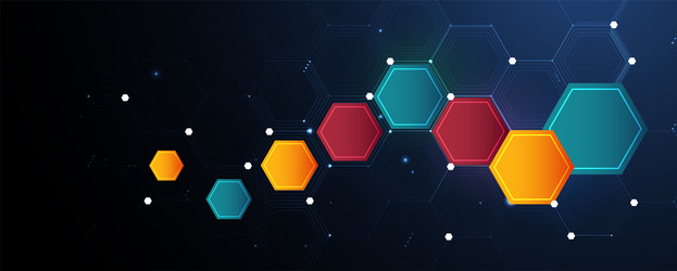 technology banner design with hexagons abstract vector image