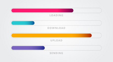 Colorful loading bar set download and upload vector