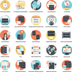 Flat icons set web hosting vector