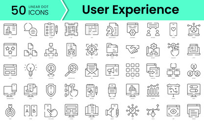 set of user experience icons line art style vector